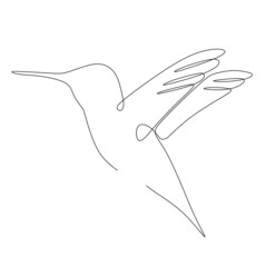 One continuous line drawing of cute hummingbird for company business logo identity. Little beauty bird mascot concept for conservation national forest. Single line draw vector design illustration