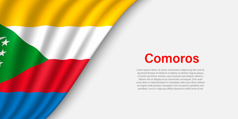 Wave flag of Comoros on white background.