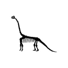 Dinosaur skeleton line art illustration icon design template vector