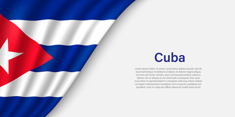 Wave flag of Cuba on white background.