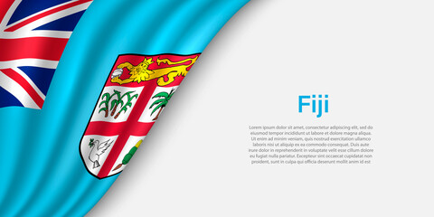 Wave flag of Fiji on white background.