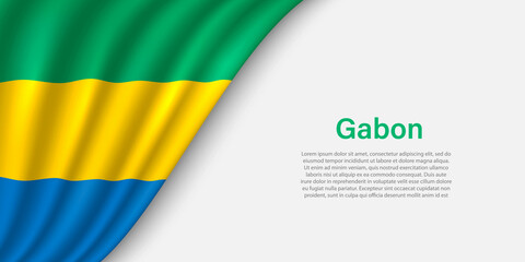 Obraz premium Wave flag of Gabon on white background.