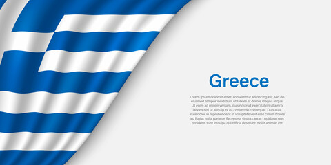 Wave flag of Greece on white background.