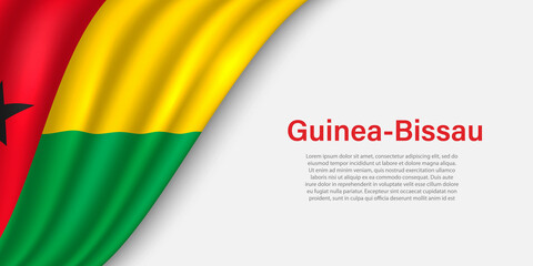 Fototapeta premium Wave flag of Guinea-Bissau on white background.