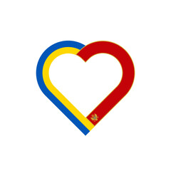 unity concept. heart outline icon of ukraine and montenegro flags. vector illustration isolated on white background - obrazy, fototapety, plakaty