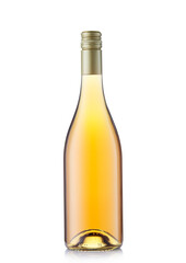 White wine with golden top on white background