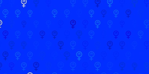 Fototapeta na wymiar Light Pink, Blue vector texture with women rights symbols.