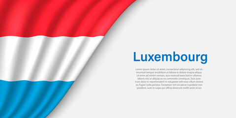 Wave flag of Luxembourg on white background.