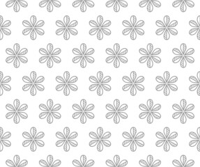 Flower geometric pattern. Seamless vector background. White and gray ornament.