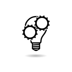 Technology light bulb glyph icon with shadow