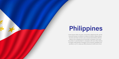 Wave flag of Philippines on white background.