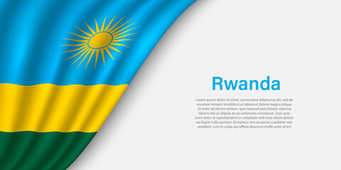 Wave flag of Rwanda on white background.