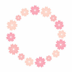 Round floral wreath. Vector flowers set. Beautiful wreath. Elegant floral collection with isolated pink flowers. Design for invitation, wedding or greeting cards, banners, poster
