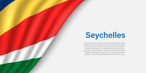 Wave flag of Seychelles on white background.