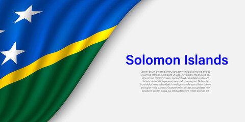 Wave flag of Solomon Islands on white background.