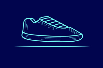Shoes sport vector silhouette line pop art potrait logo colorful design with dark background. Abstract vector illustration.