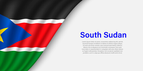 Wave flag of South Sudan on white background.