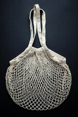 Eco friendly hand Woven bag, Empty on Black background
