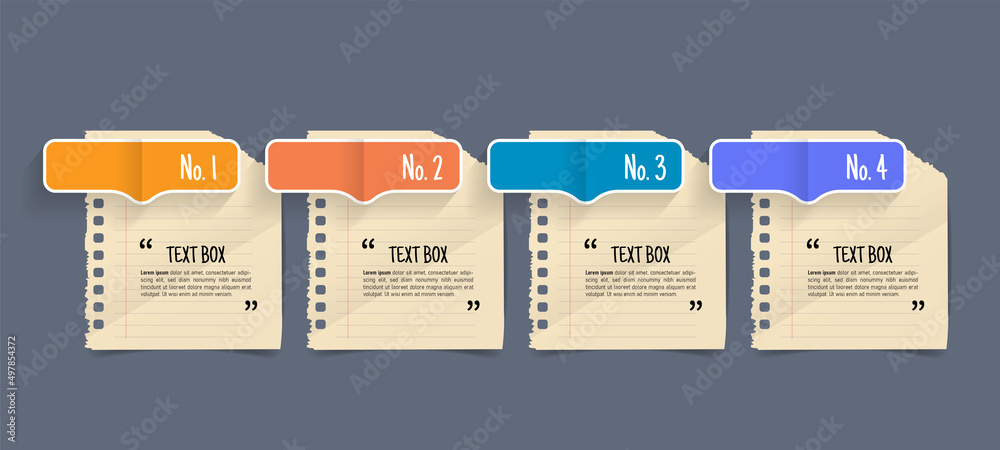 Poster text box design with note papers.