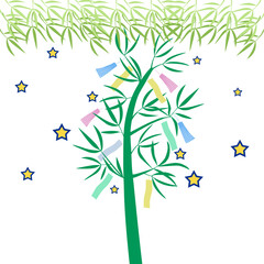 笹の葉と短冊の七夕飾り