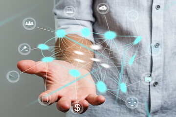 Futuristic user interface concept. Graphical User Interface(GUI). Head up Display. Internet of things.