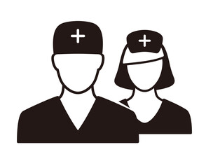 Doctor and nurse line vector icons
