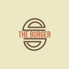 The burger logo template for fast food business. Burger logo template inspiration in vintage line art style. Vector illustration