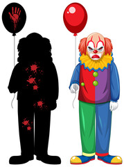 Set of scary clown on white background