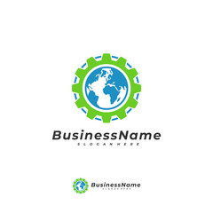 World Gear logo vector template, Creative World logo design concepts