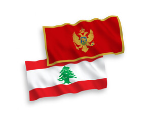 Flags of Montenegro and Lebanon on a white background