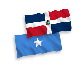 Flags of Dominican Republic and Somalia on a white background