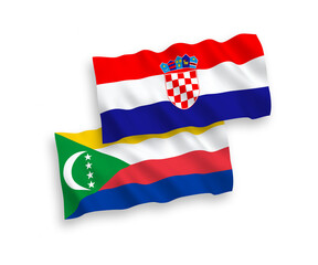 Flags of Union of the Comoros and Croatia on a white background