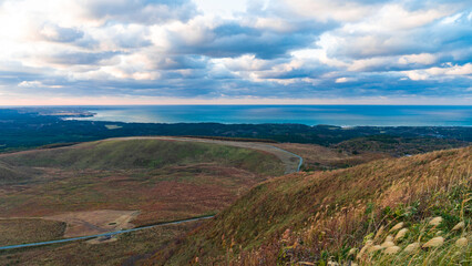 Fototapeta premium Oga Peninsula, view from Mt. Kampu Revolving Lookout in Akita prefecture, Tohoku, Japan.