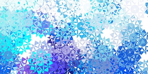 Light pink, blue vector texture with bright snowflakes.