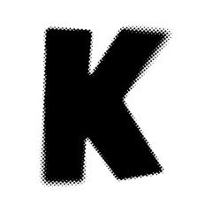 Halftone theme alphabet letter K