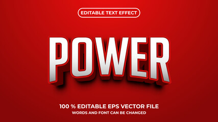 Editable text effect power 3d style - obrazy, fototapety, plakaty