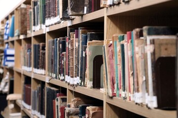 Old, historical books stored in the library