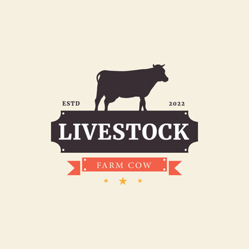 cow farm logo design vector icon illustration graphic creative idea
