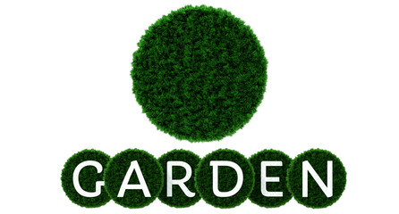 word Garden in front of a circle of grass - 3D illustration