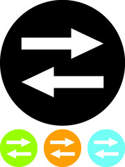 Back and forth. Return flight trip. Arrows direction sign vector icon