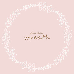 Hand drawn leaf wreath garden vector.