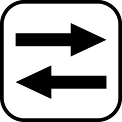 Back and forth. Return flight trip. Arrows direction sign vector icon