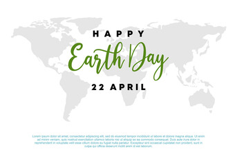 Obraz premium Earth day background banner poster with world map on white background.