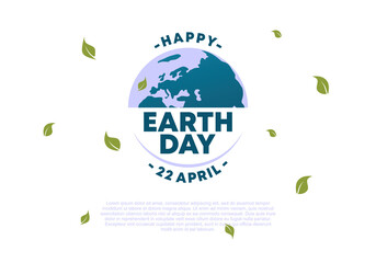 Happy earth day banner poster with blue globe celebration on april 22.