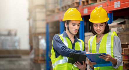 Warehouse worker working together in warehouse
