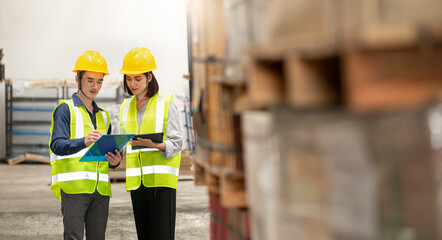 Warehouse worker working together in warehouse