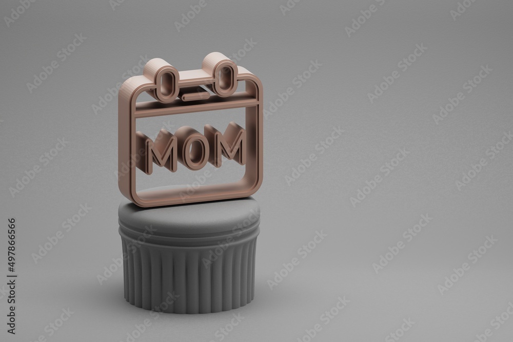 Poster Beautiful abstract illustrations Calendar with word MOM symbol icons on a column and wonderful background. 3d rendering illustration. Background pattern for design. Mothers Day.