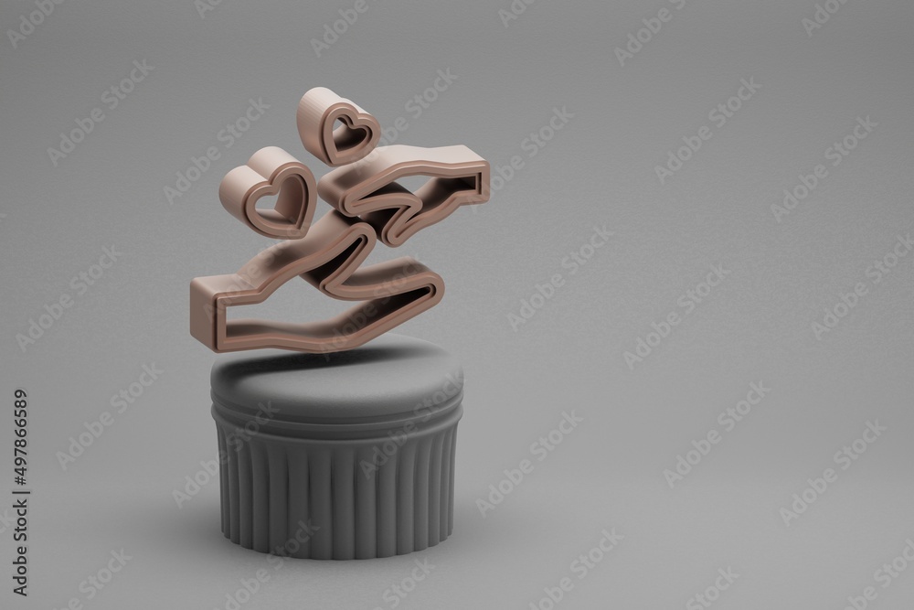 Aufkleber Beautiful abstract illustrations hands with heart symbol icons on a column and wonderful background. 3d rendering illustration. Background pattern for design. Mothers Day.