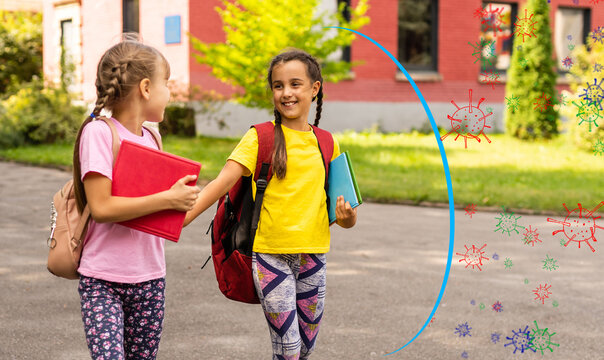 Stronger immunity - better disease resistance. children surrounded by viruses