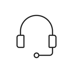 Headphones, technical support thin line icon. Linear symbol. Vector illustration. .